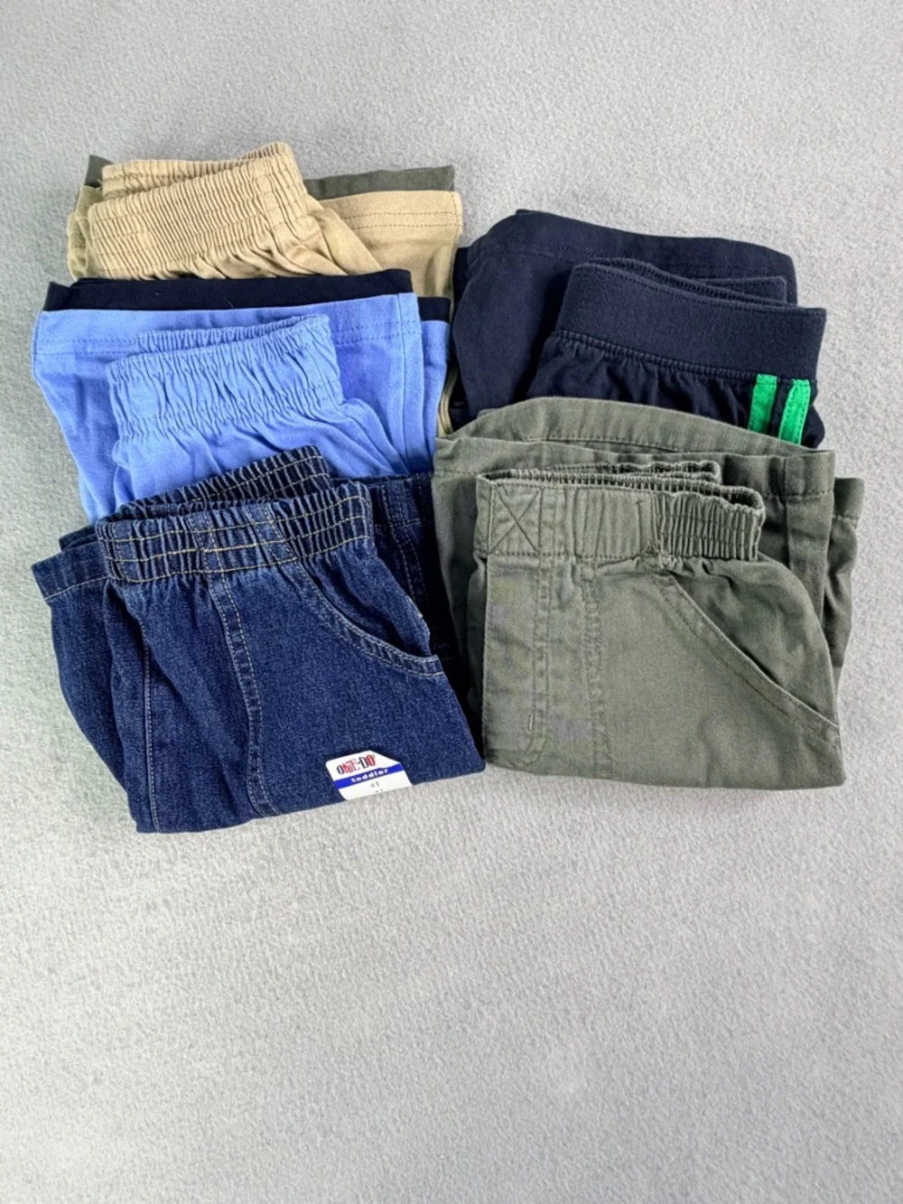 Okie Dokie Size 4 Lot (5) Blue Tan Denim Khaki Navy Athletic Running Bottoms New